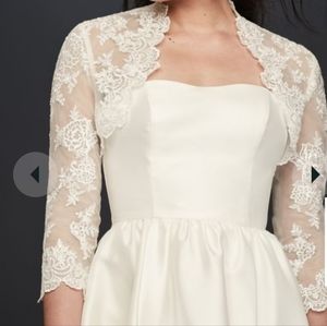 Ivory Beaded Lace 3/4 Sleeve Jacket